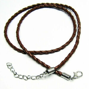 18" Brown Faux Leather Woven Bola Braided Necklace Cord